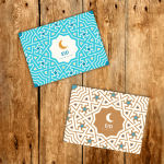 Eid cards - geometric blue & brown