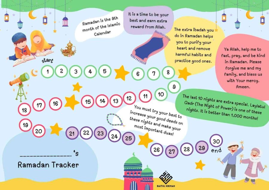 Ramadaan Fasting Tracker and Award Certificate