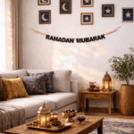 Ramadan Mubarak Banner with wooden beads