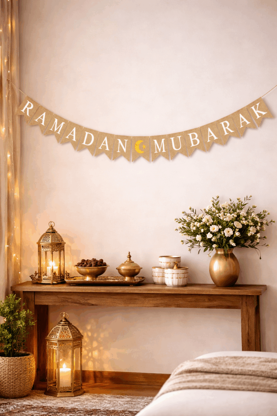 Ramadan Decor - Ramadan Mubarak Hessian Banner