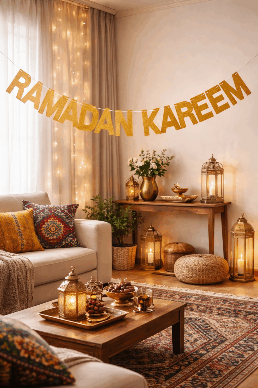 Ramadan Kareem Gold Glitter Banner