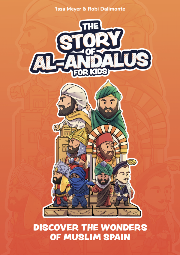 Stories of Al Andalus orange book with heroes